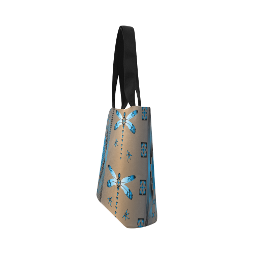 Dragonfly Blue Canvas Tote Bag (Model 1657)