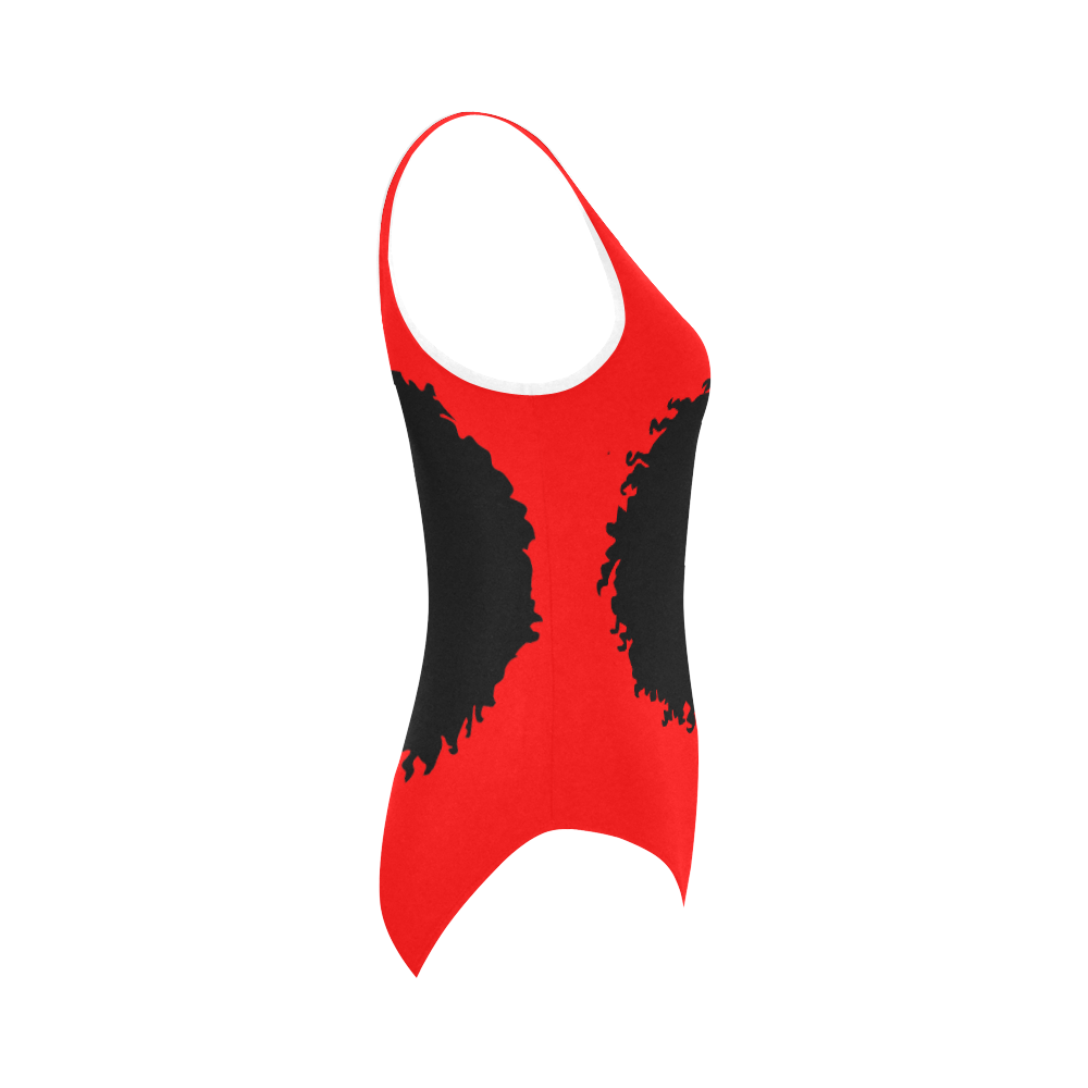 Red Curly Diva Swimsuit Vest One Piece Swimsuit (Model S04)