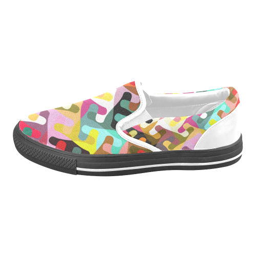 Colorful shapes Women's Unusual Slip-on Canvas Shoes (Model 019)