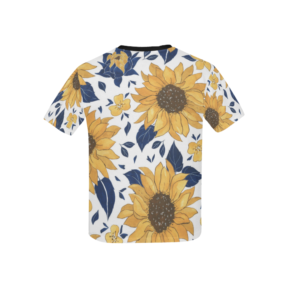 Sunflowers Kid T-Shirt Kids' All Over Print T-Shirt with Solid Color Neck (Model T40)