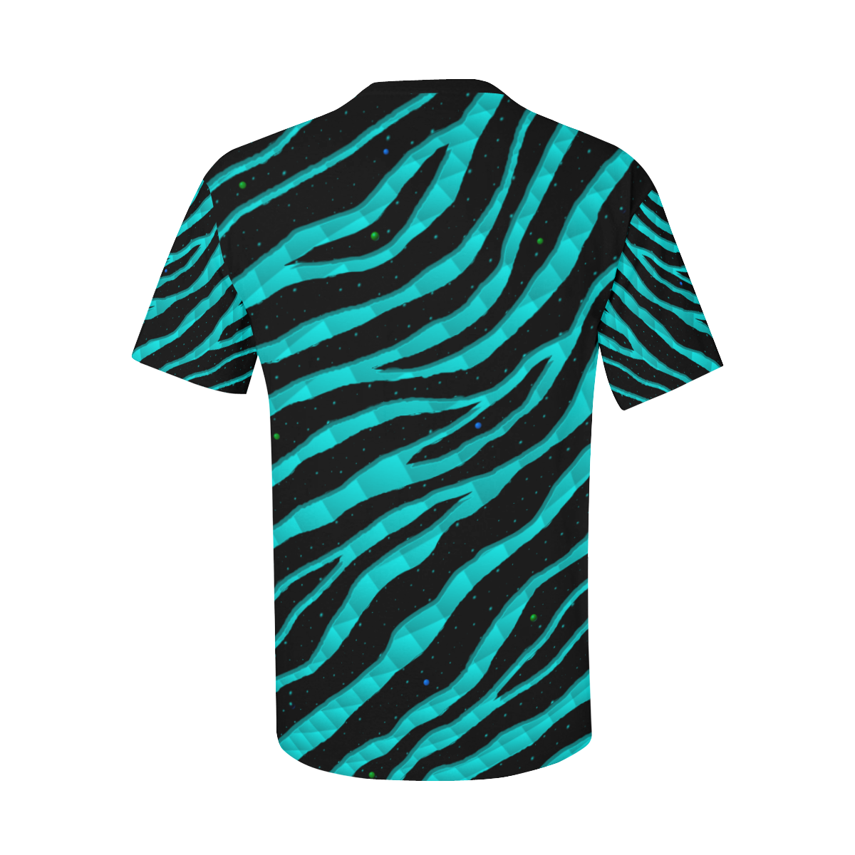 Ripped SpaceTime Stripes - Cyan Men's All Over Print T-Shirt with Chest Pocket (Model T56)