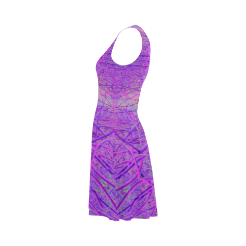 Hot Pink and Purple Abstract Branch Pattern Atalanta Sundress (Model D04)