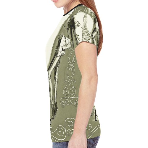 Grey Paris with Two Girls Design By Me by Doris Clay-Kersey New All Over Print T-shirt for Women (Model T45)