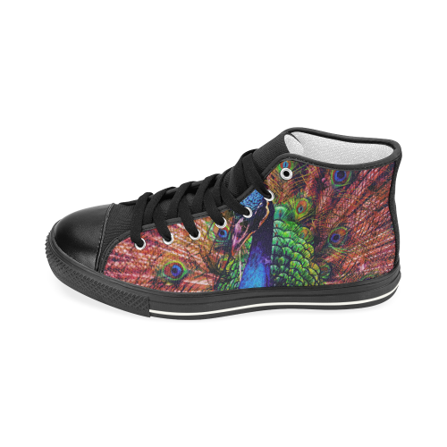 Impressionist Peacock Men’s Classic High Top Canvas Shoes (Model 017)