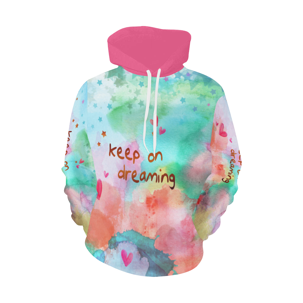 KEEP ON DREAMING - rainbow All Over Print Hoodie for Women (USA Size) (Model H13)