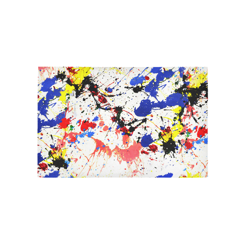 Blue and Red Paint Splatter Area Rug 5'x3'3''