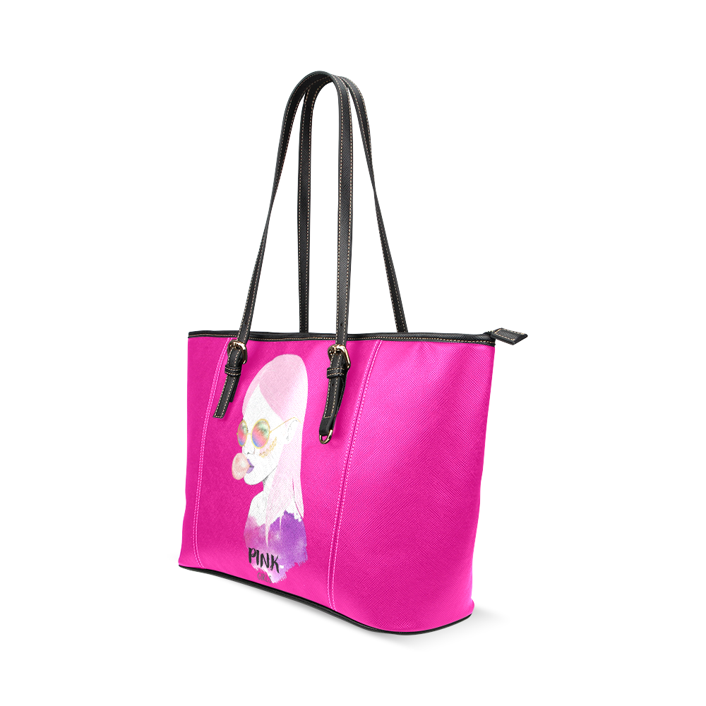 bolso de mano pink girls Leather Tote Bag/Small (Model 1640)