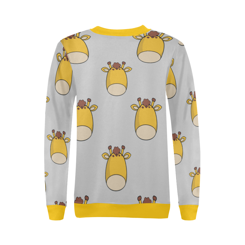 Giraffes Light Grey All Over Print Crewneck Sweatshirt for Women (Model H18)