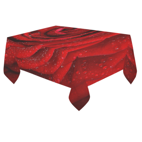 Red rosa Cotton Linen Tablecloth 60"x 84"