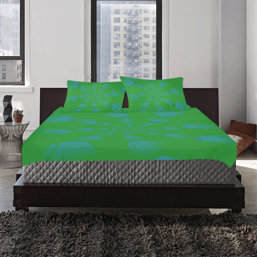Blue and green 3-Piece Bedding Set