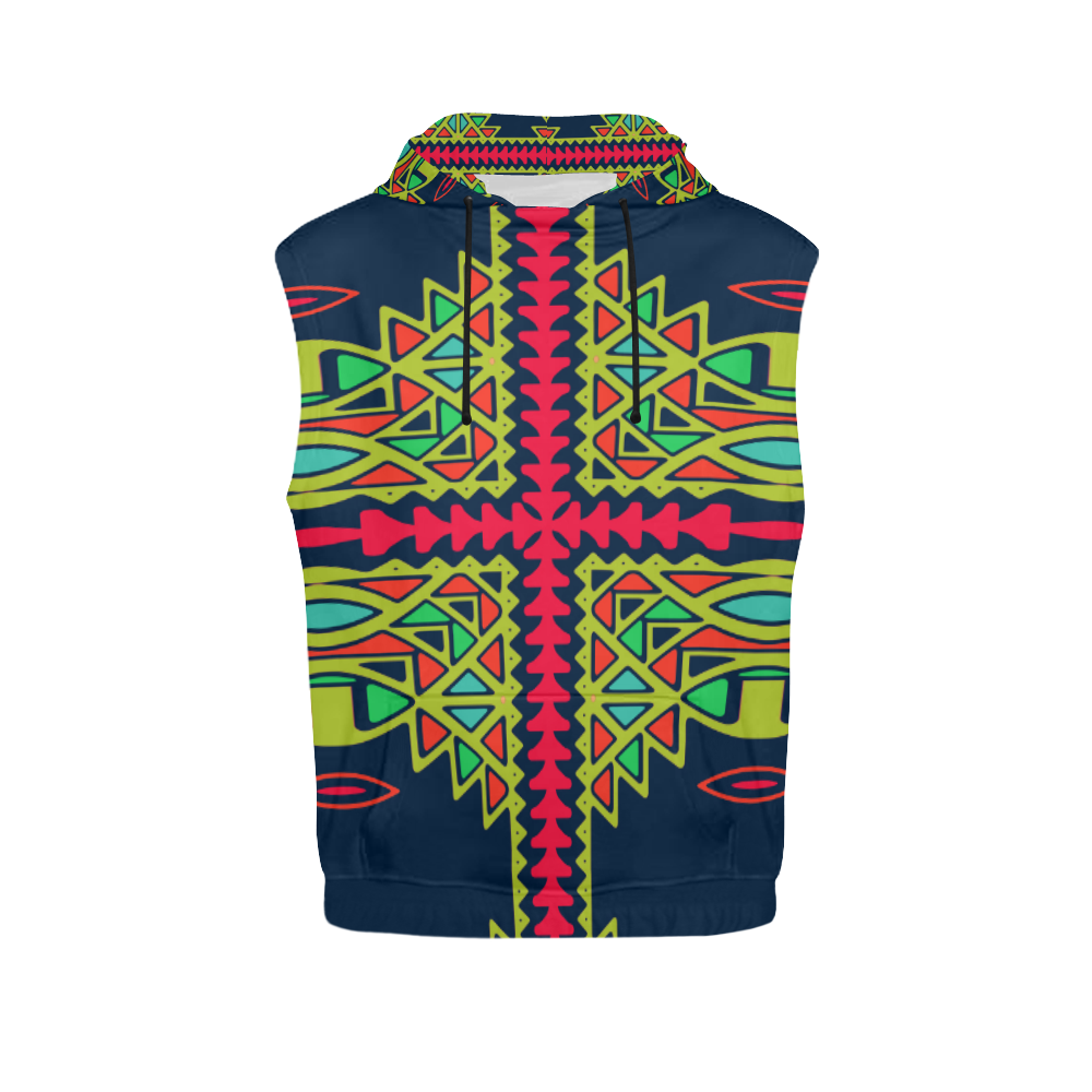 Distorted shapes on a blue background All Over Print Sleeveless Hoodie for Women (Model H15)