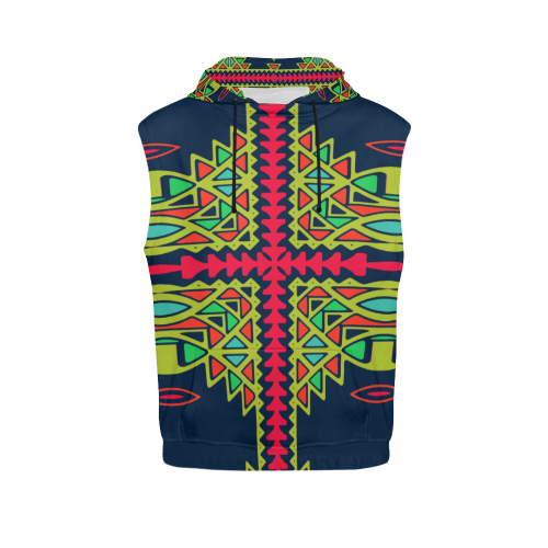 Distorted shapes on a blue background All Over Print Sleeveless Hoodie for Women (Model H15)