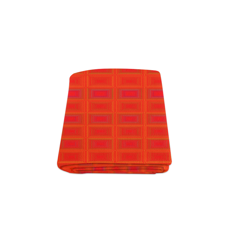 Red orange multicolored multiple squares Blanket 50"x60"