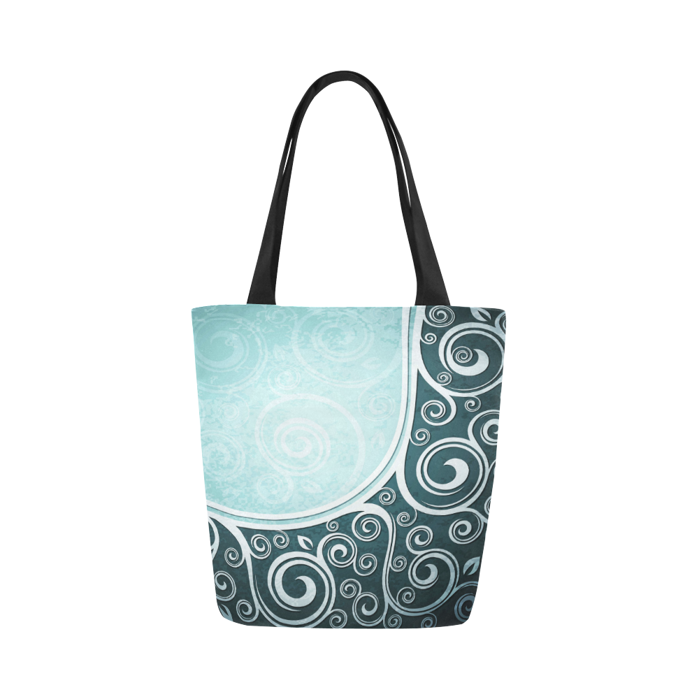 Abstract-Vintage-Floral-Blue Canvas Tote Bag (Model 1657)