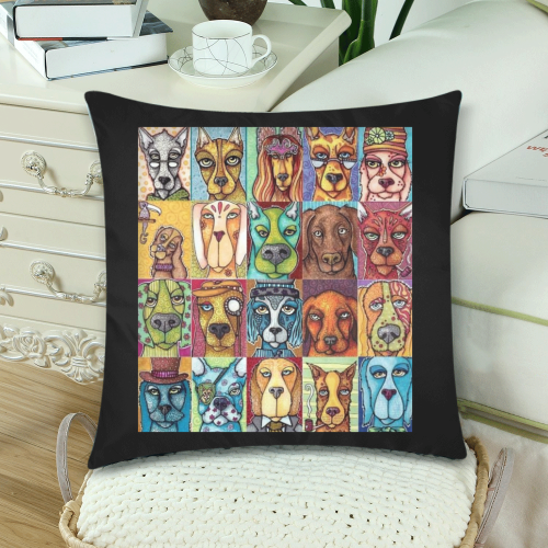 Doggy Custom Zippered Pillow Cases 18"x 18" (Twin Sides) (Set of 2)