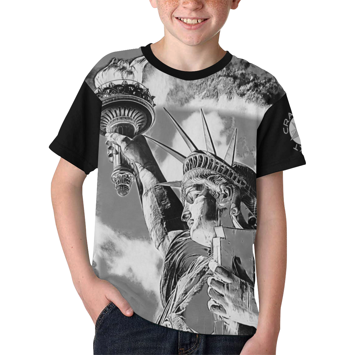 STATUE OF LIBERTY BLACK AND WHITE Kids' All Over Print T-shirt (Model T65)