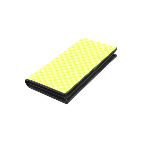 Yellow and green plaid pattern Women's Leather Wallet (Model 1611)