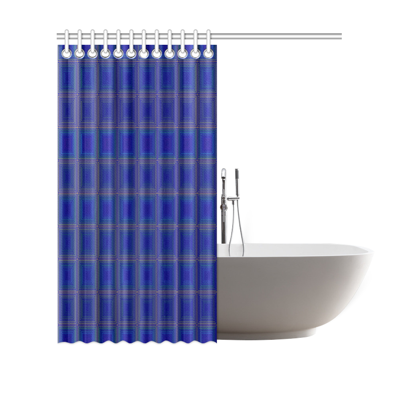 Royal blue golden multicolored multiple squares Shower Curtain 69"x70"