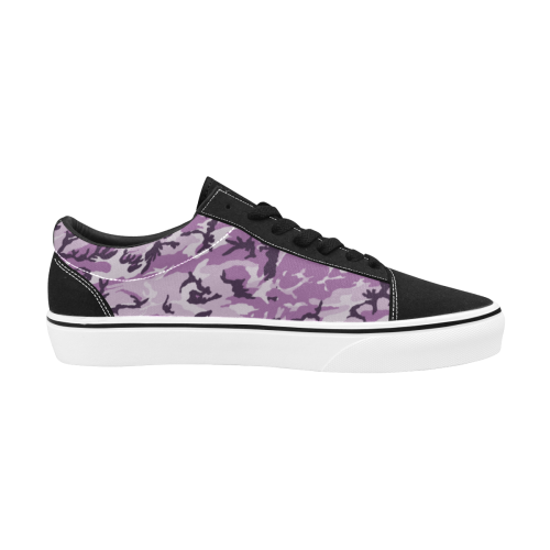 Woodland Pink Purple Camouflage Women's Low Top Skateboarding Shoes/Large (Model E001-2)