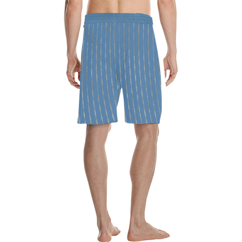 Marcelo golden stripes on Summer sky blue Men's All Over Print Casual Shorts (Model L23)
