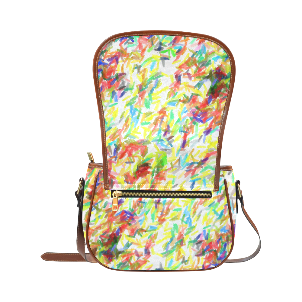 Colorful brush strokes Saddle Bag/Large (Model 1649)
