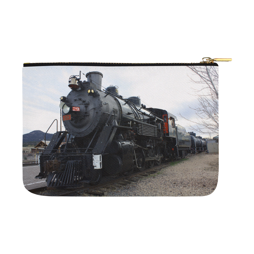 Railroad Vintage Steam Engine on Train Tracks Carry-All Pouch 12.5''x8.5''
