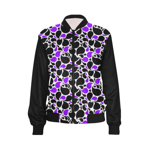 purple black paisley All Over Print Bomber Jacket for Women (Model H36)