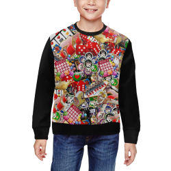Gamblers Delight - Las Vegas Icons Vest Style Black All Over Print Crewneck Sweatshirt for Kids (Model H29)