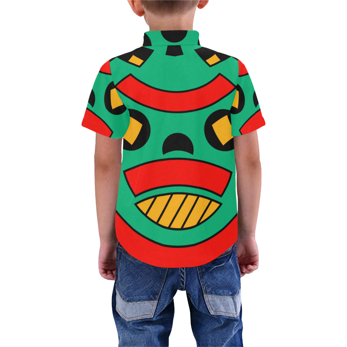 African Scary Tribal Boys' All Over Print Short Sleeve Shirt (Model T59)