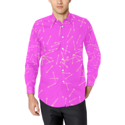 Arrows Every Direction Yellow on Pink Men's All Over Print Casual Dress Shirt (Model T61)
