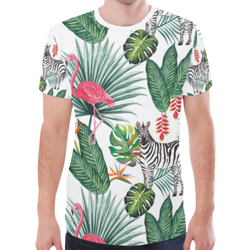 Awesome Flamingo And Zebra New All Over Print T-shirt for Men (Model T45)