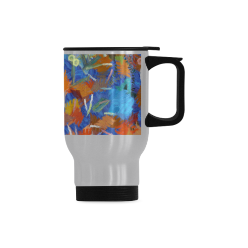 Colorful paint strokes Travel Mug (Silver) (14 Oz)