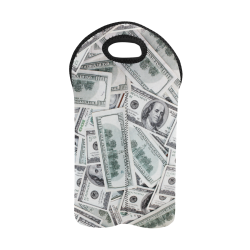 Cash Money / Hundred Dollar Bills 2-Bottle Neoprene Wine Bag