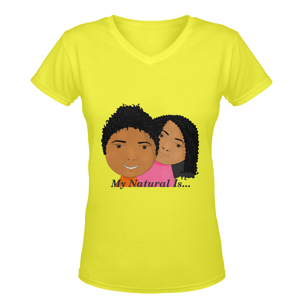 MyNaturalis_tee yellow women Women's Deep V-neck T-shirt (Model T19)