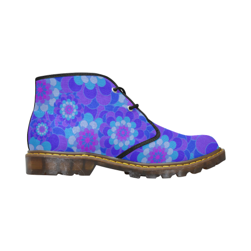 FLORAL DESIGN 8 Women's Canvas Mid-Top Boots (Model 2402-1)