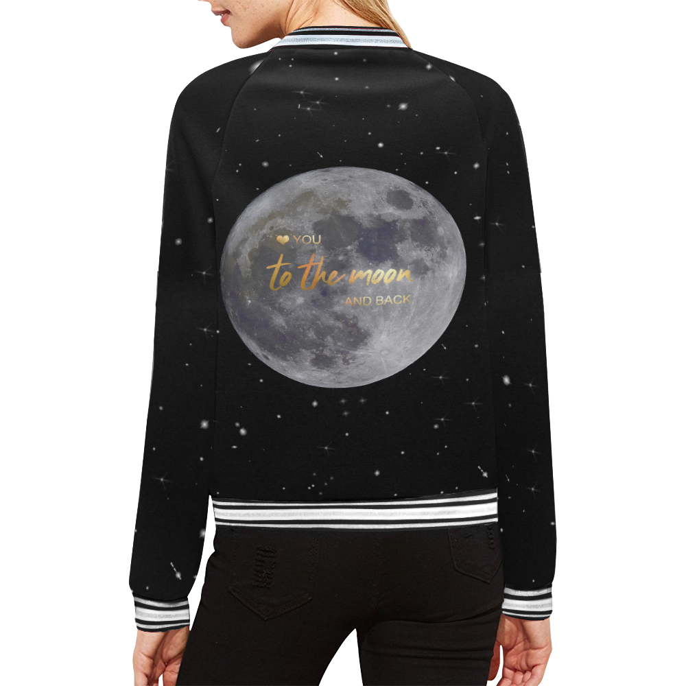 TO THE MOON AND BACK All Over Print Bomber Jacket for Women (Model H21)