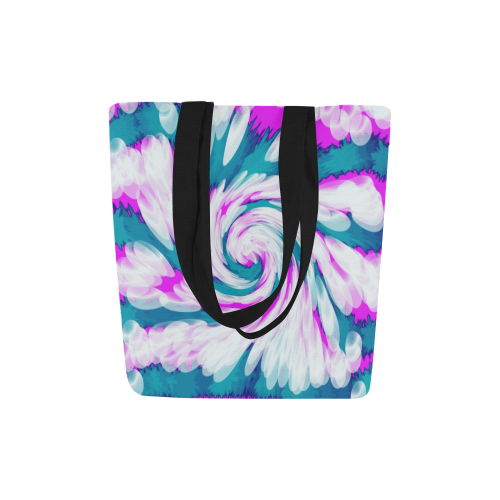 Turquoise Pink Tie Dye Swirl Abstract Canvas Tote Bag (Model 1657)
