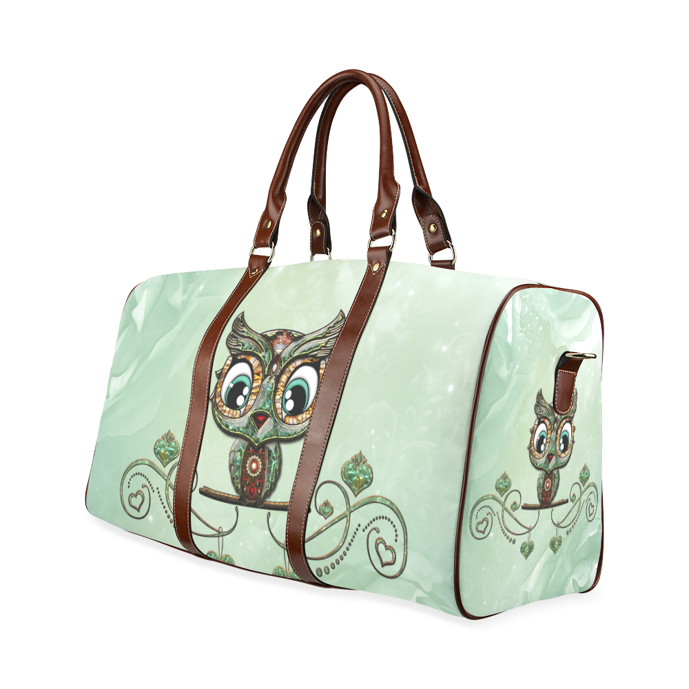 Cute little owl, diamonds Waterproof Travel Bag/Large (Model 1639)
