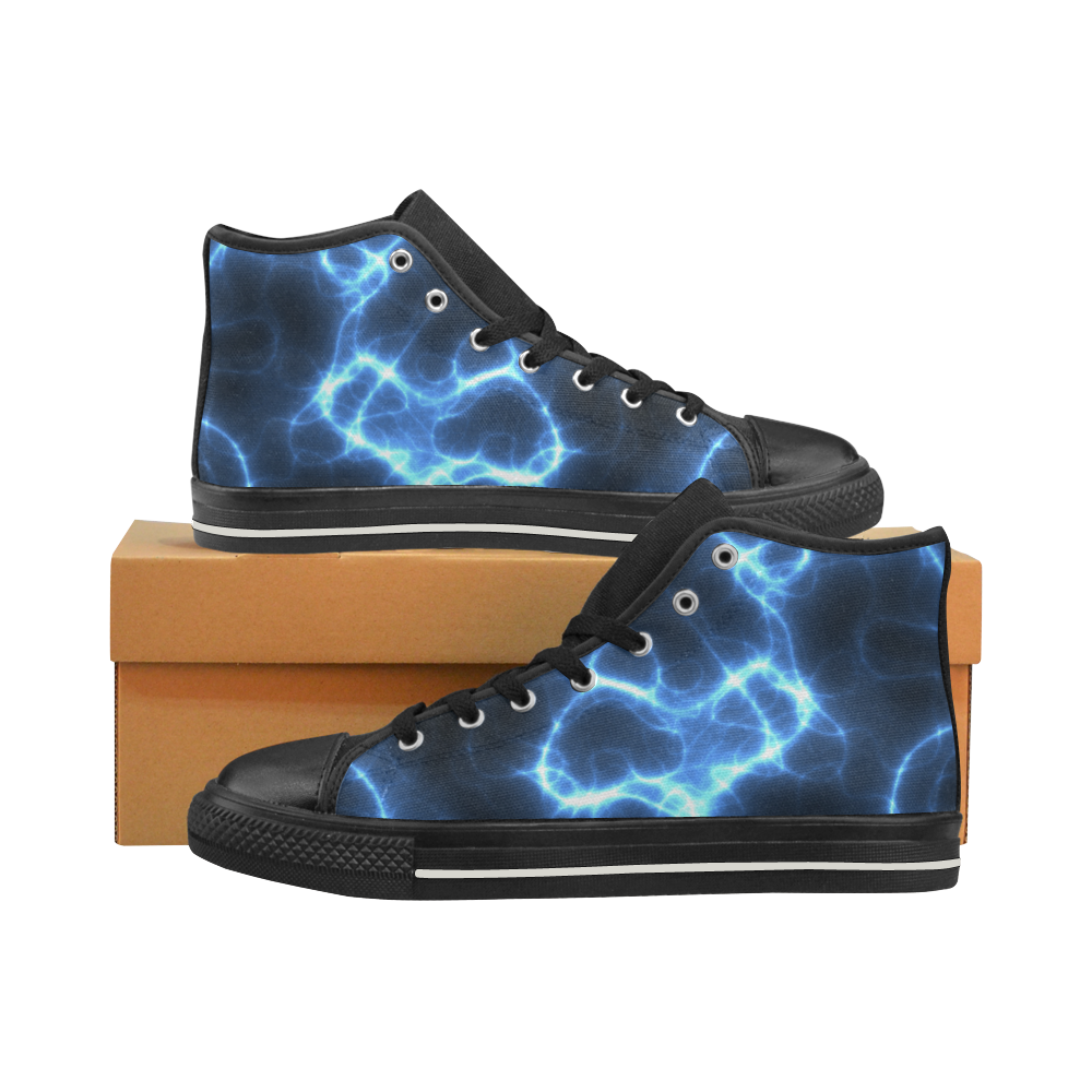 blue electric High Top Canvas Shoes for Kid (Model 017)
