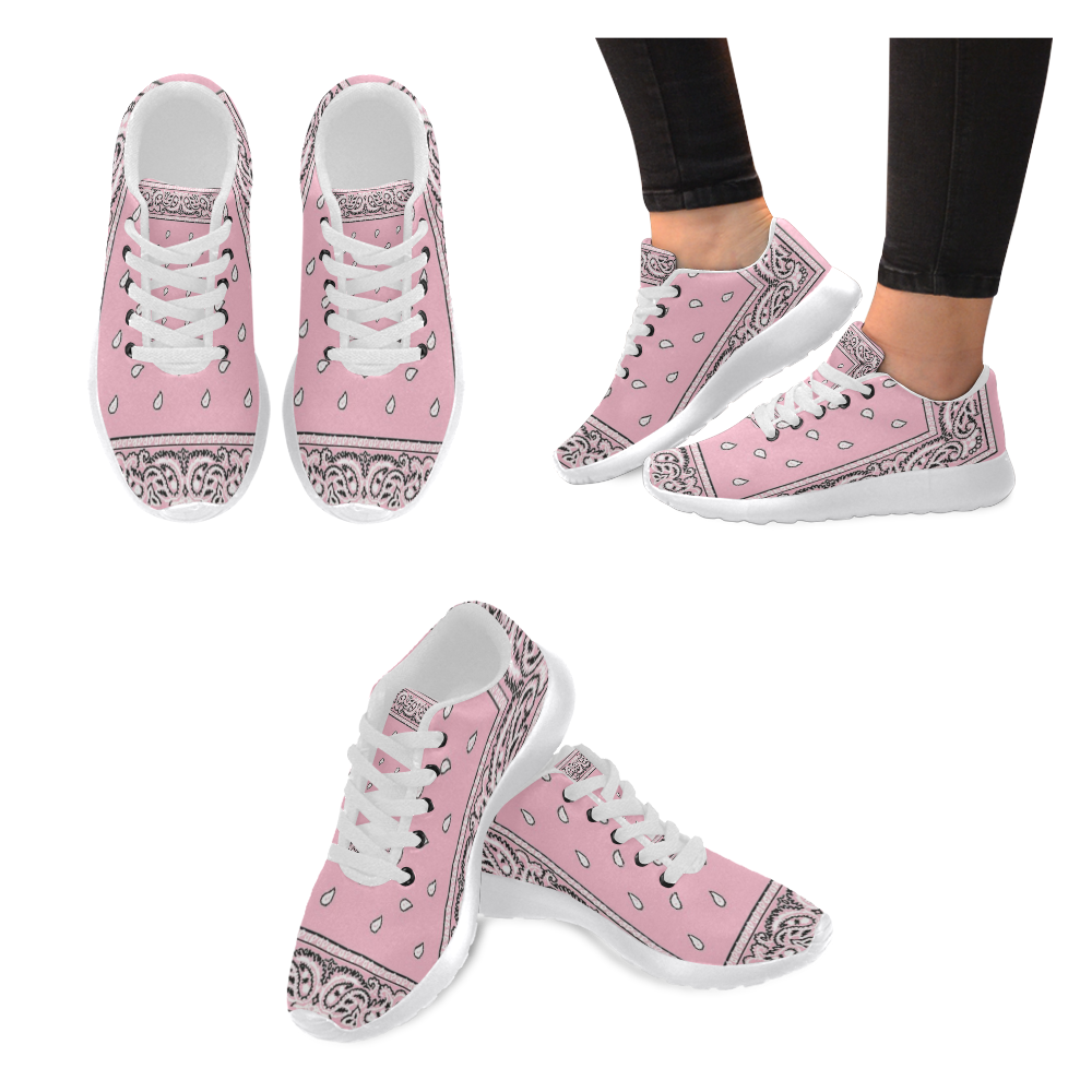 Pink Bandana Women-White Women’s Running Shoes (Model 020)