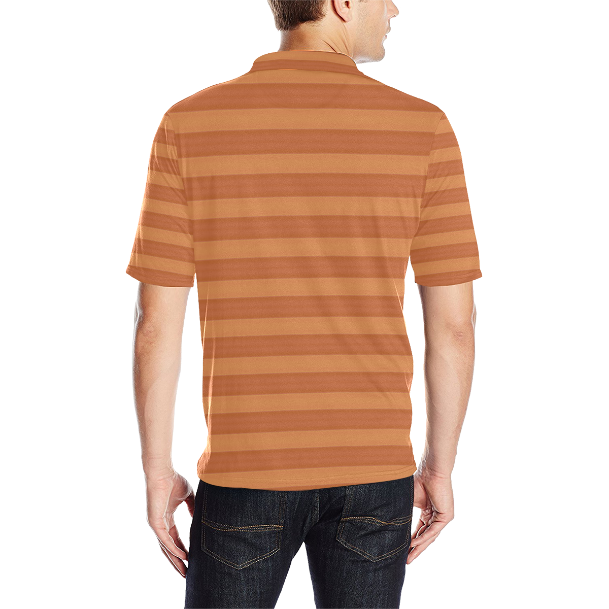 Mango Stripes Men's All Over Print Polo Shirt (Model T55)