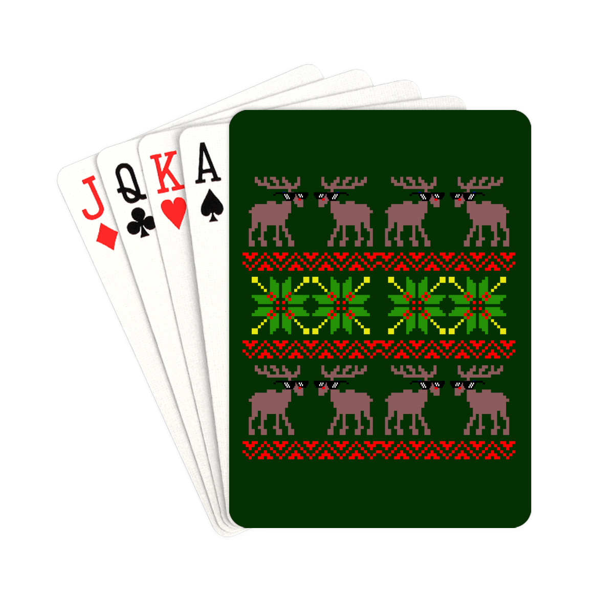 Christmas Ugly Sweater Reindeer (Deal With It ) on Green Playing Cards 2.5"x3.5"