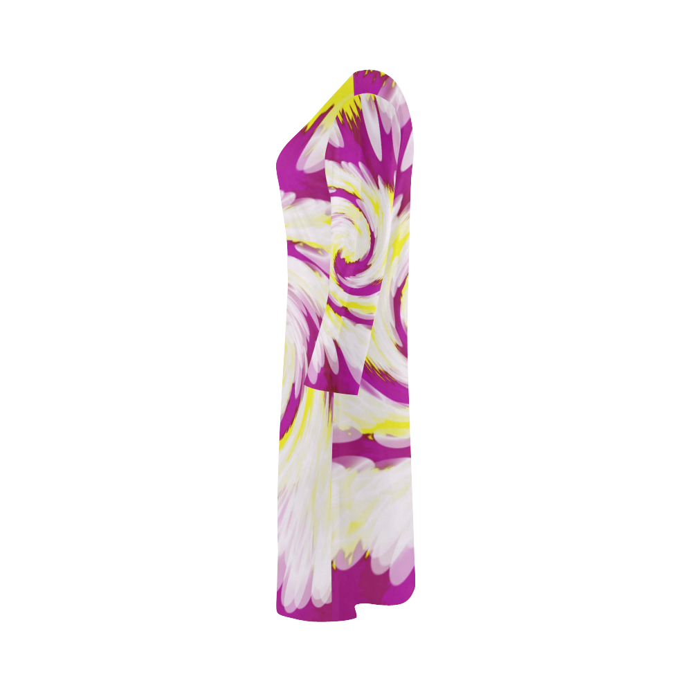 Pink Yellow Tie Dye Swirl Abstract Bateau A-Line Skirt (D21)