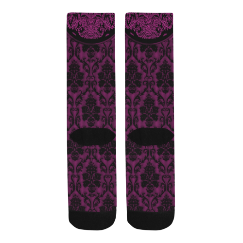 Gothic Victorian Black'n Purple Pattern Men's Custom Socks