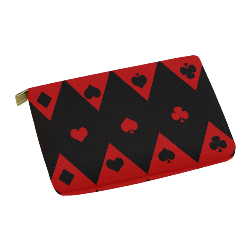 Las Vegas Black Red Play Card Shapes Carry-All Pouch 12.5''x8.5''