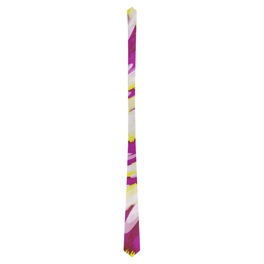 Pink Yellow Tie Dye Swirl Abstract Classic Necktie (Two Sides)