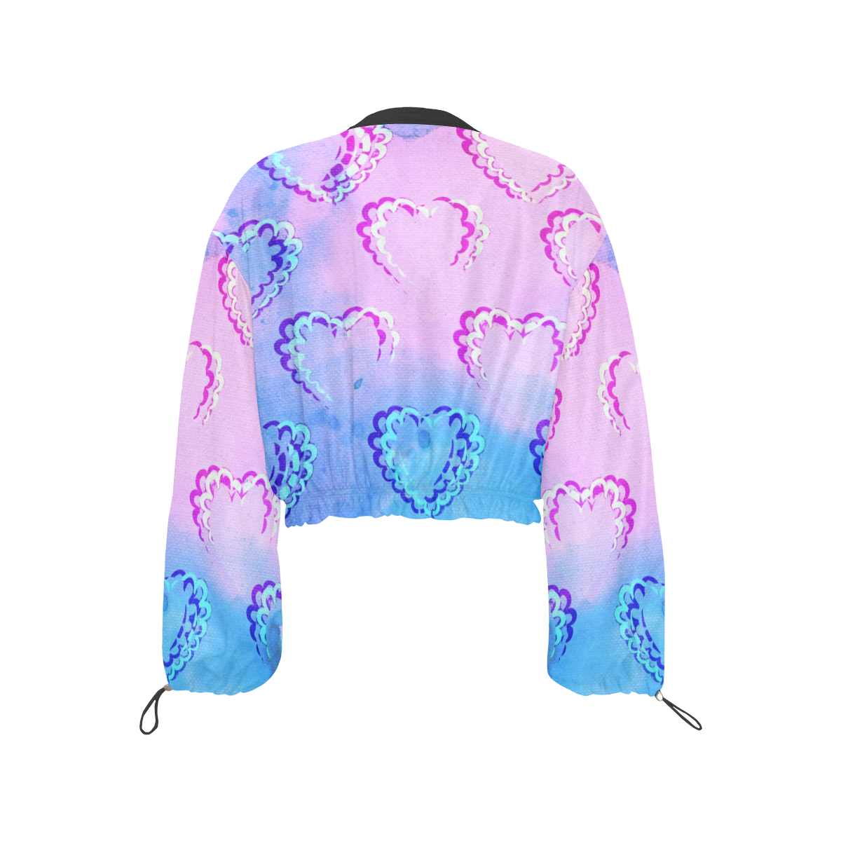 Gradient Sand Hearts Cropped Chiffon Jacket for Women (Model H30)