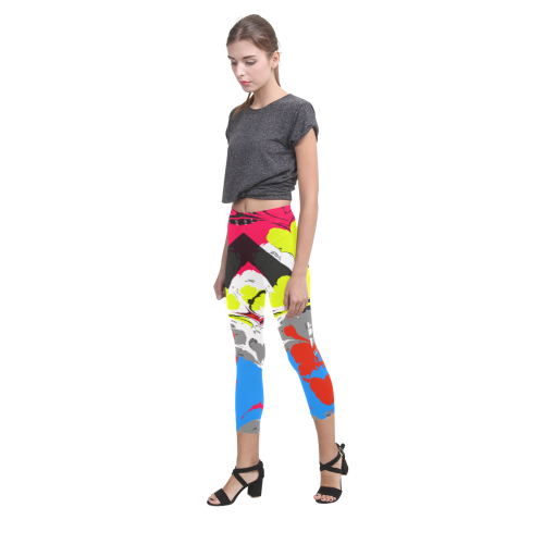 Colorful distorted shapes2 Capri Legging (Model L02)