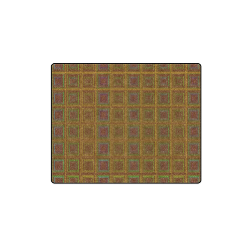 Golden brown multicolored multiple squares Blanket 40"x50"