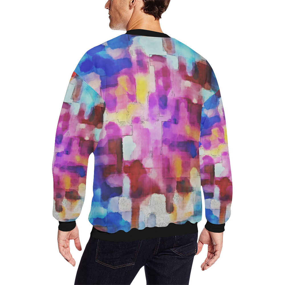 Blue pink watercolors All Over Print Crewneck Sweatshirt for Men (Model H18)